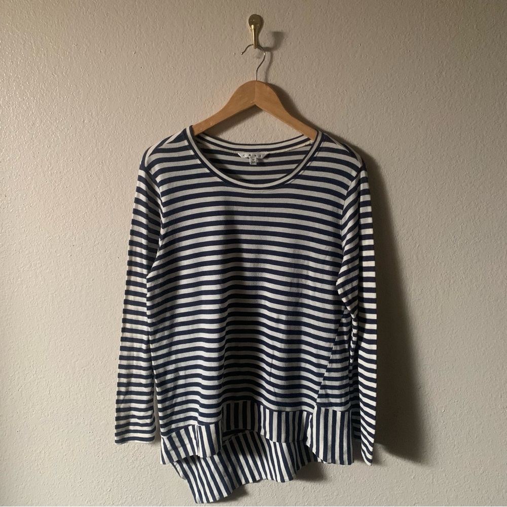 CAbi Striped Navy and White Long Sleeve Tunic